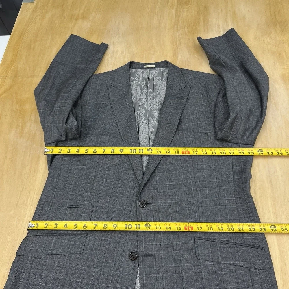 Joseph Abboud Custom Suit Mens 45L Long Wool Pants 35x35 (Unhemmed) Gray/Blue